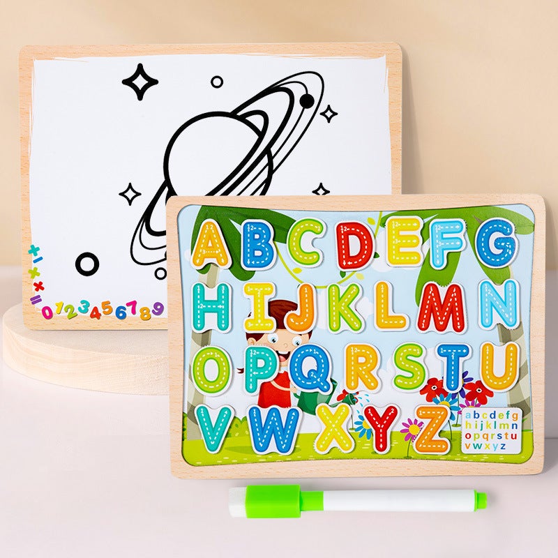 Teaching Wooden Kidsren'S Educational Magnetic Puzzles 3-6 Years Old Double-Sided Small Drawing Board Writing Erasable Toys - Image 1